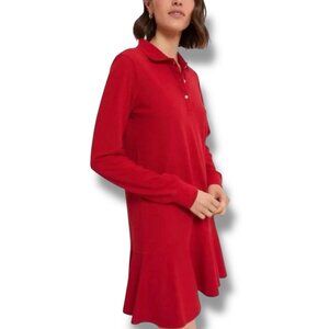 Tuckernuck Long Sleeve Pique May Polo Dress Red